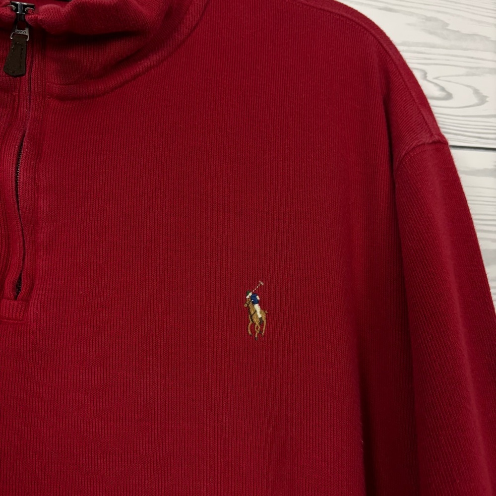 Polo Ralph Lauren Estate Rib Half Zip Pullover Sweater Size XXL Red - Picture 2 of 9